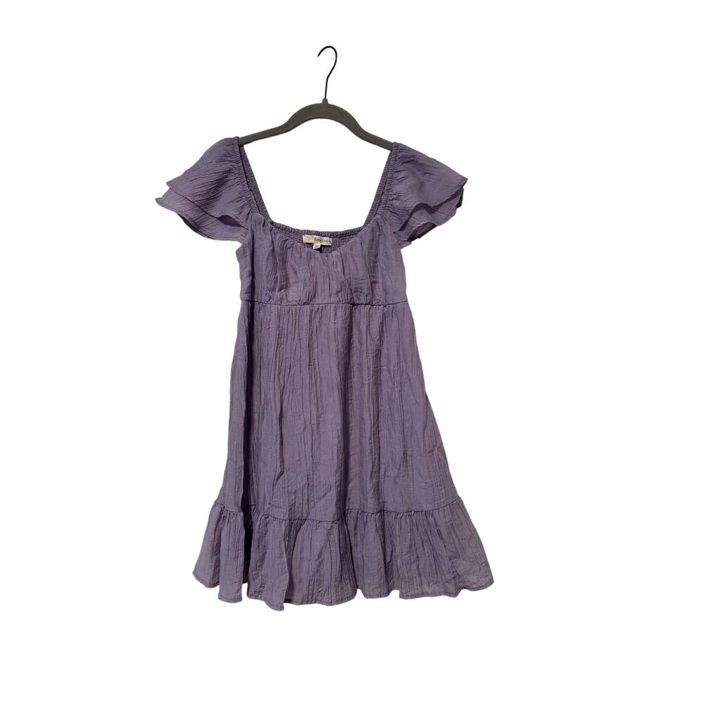 Rewind Lavender Mini Dress XS Flutter Sleeve Smocked Cottagecore Babydoll Boho - Picture 2 of 9